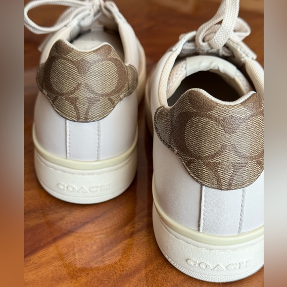 Coach Clip Low Top Leather Sneakers in Chalk/Khaki sz 11 - Picture 7 of 15